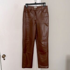 Aritzia vegan leather pants size four brown color